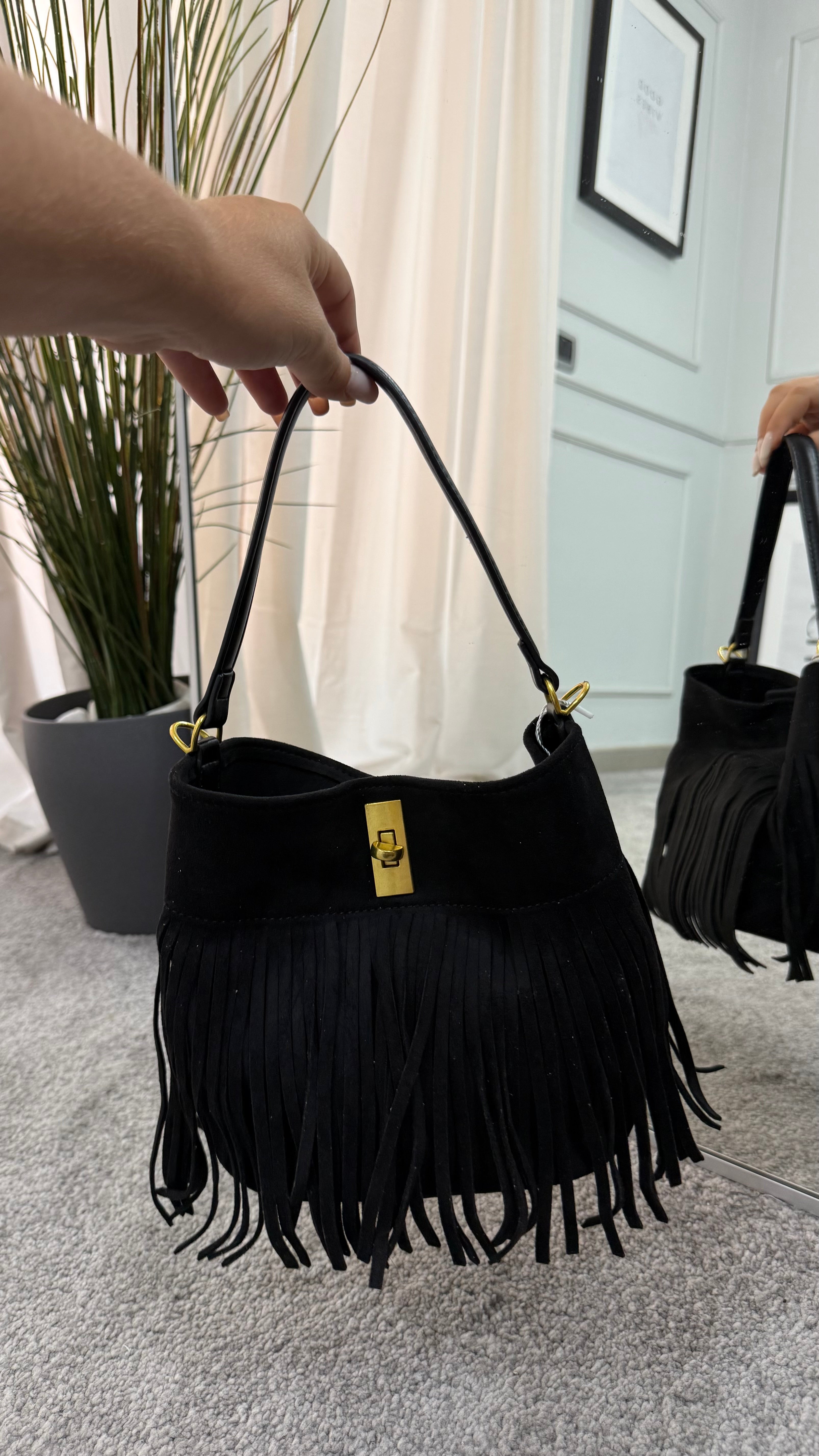 Bag scamosciata frange