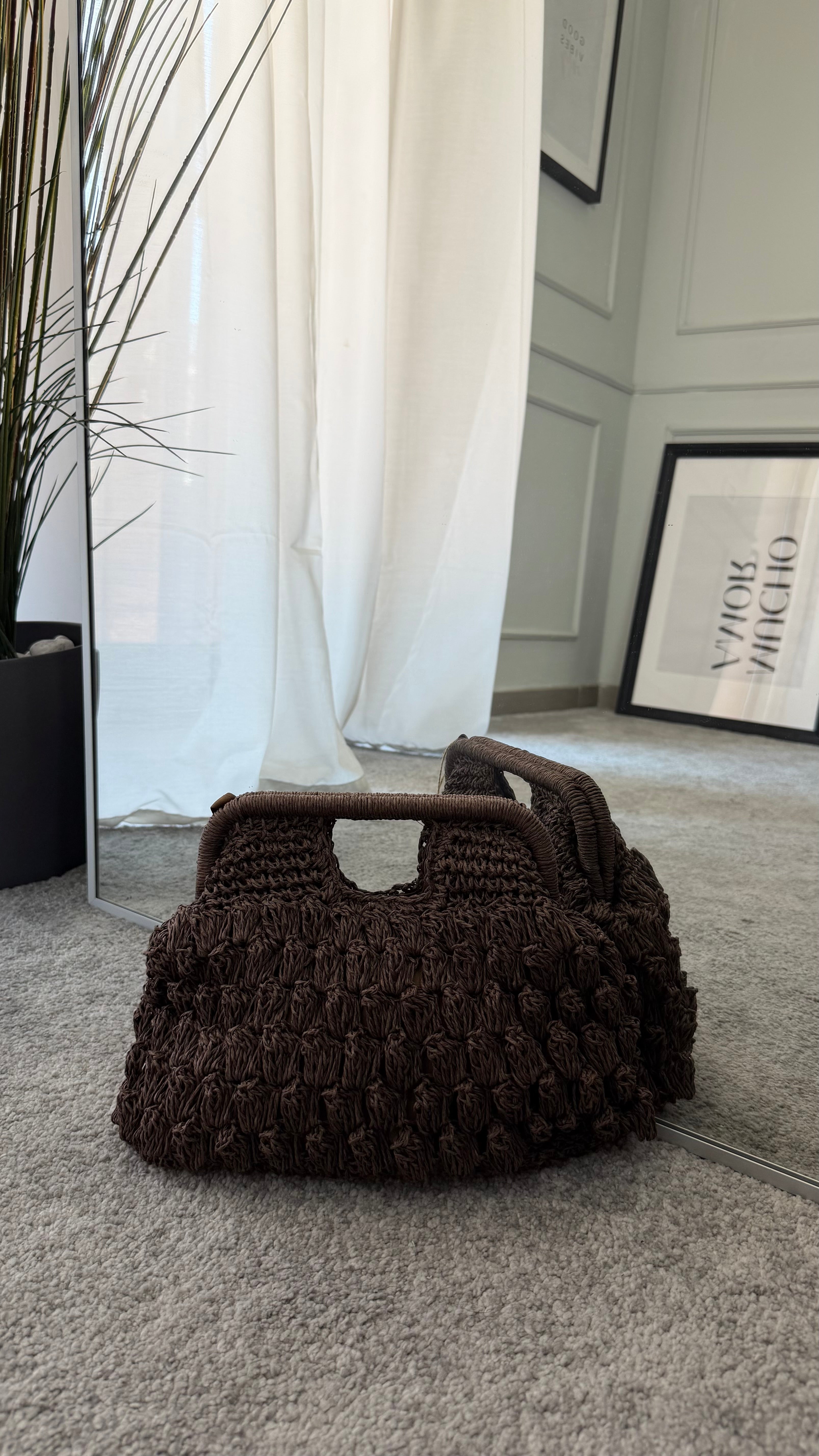 Borsa in paglia con manico