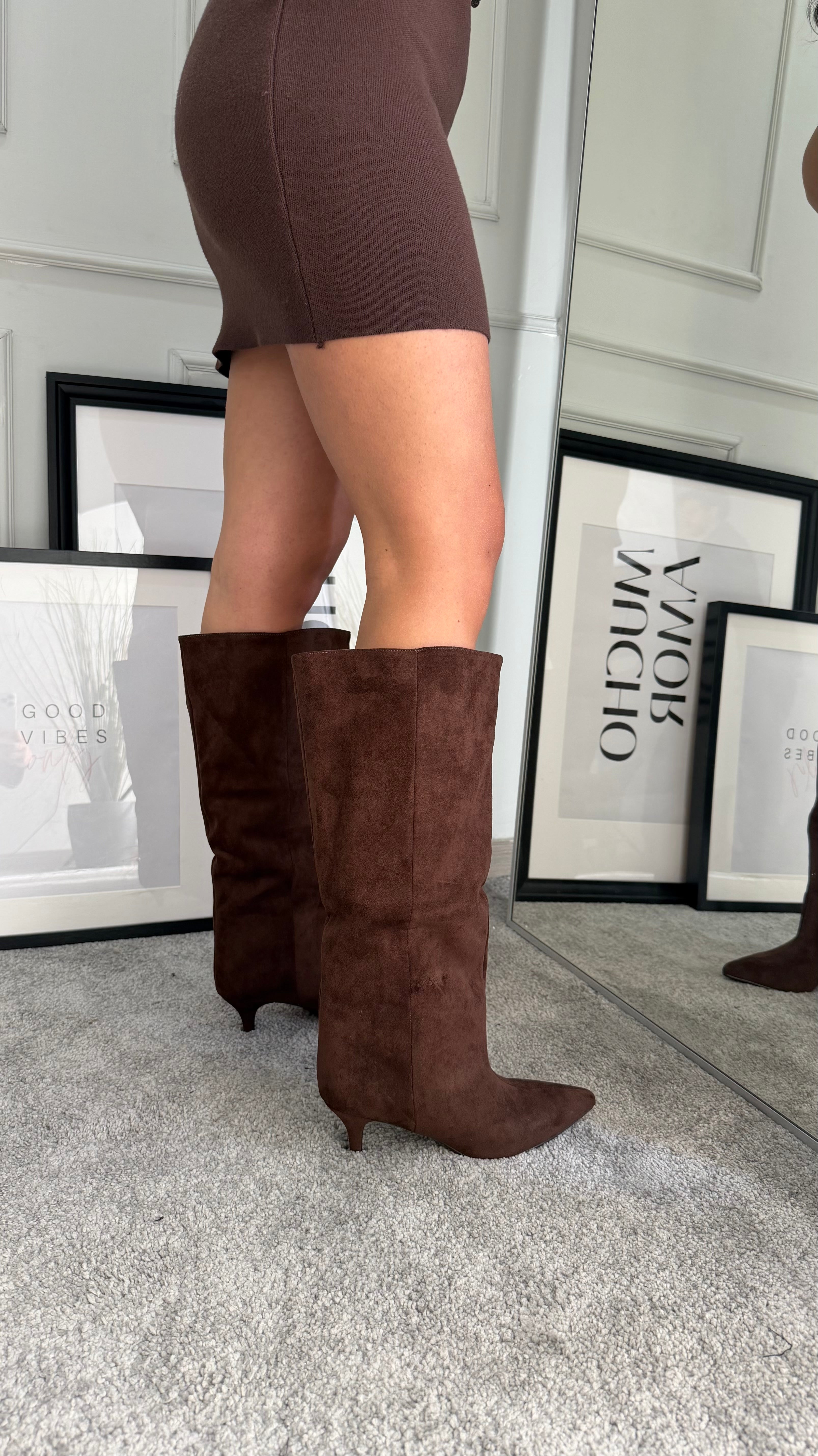 Stivale 3cm scamosciato