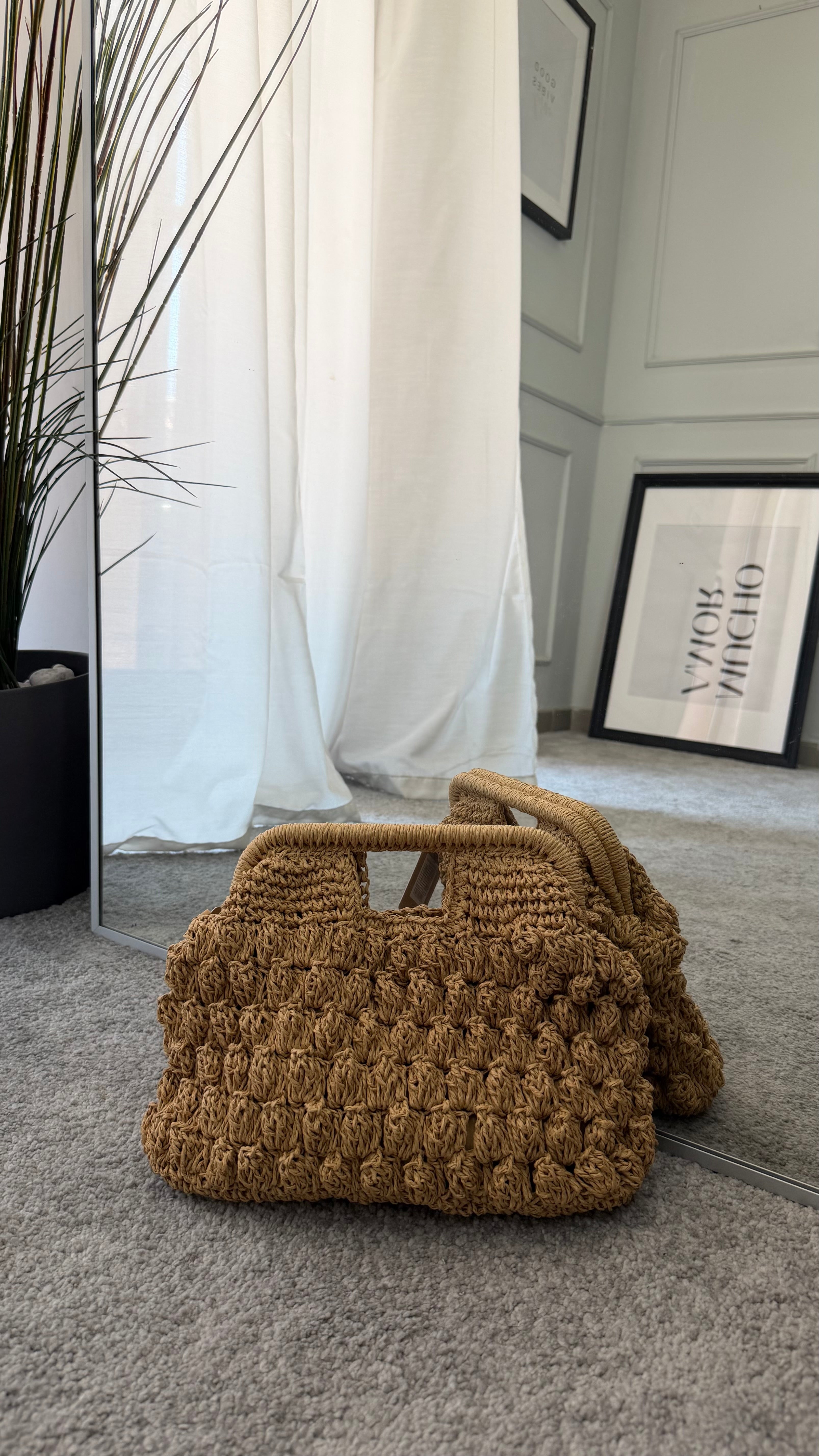 Borsa in paglia con manico