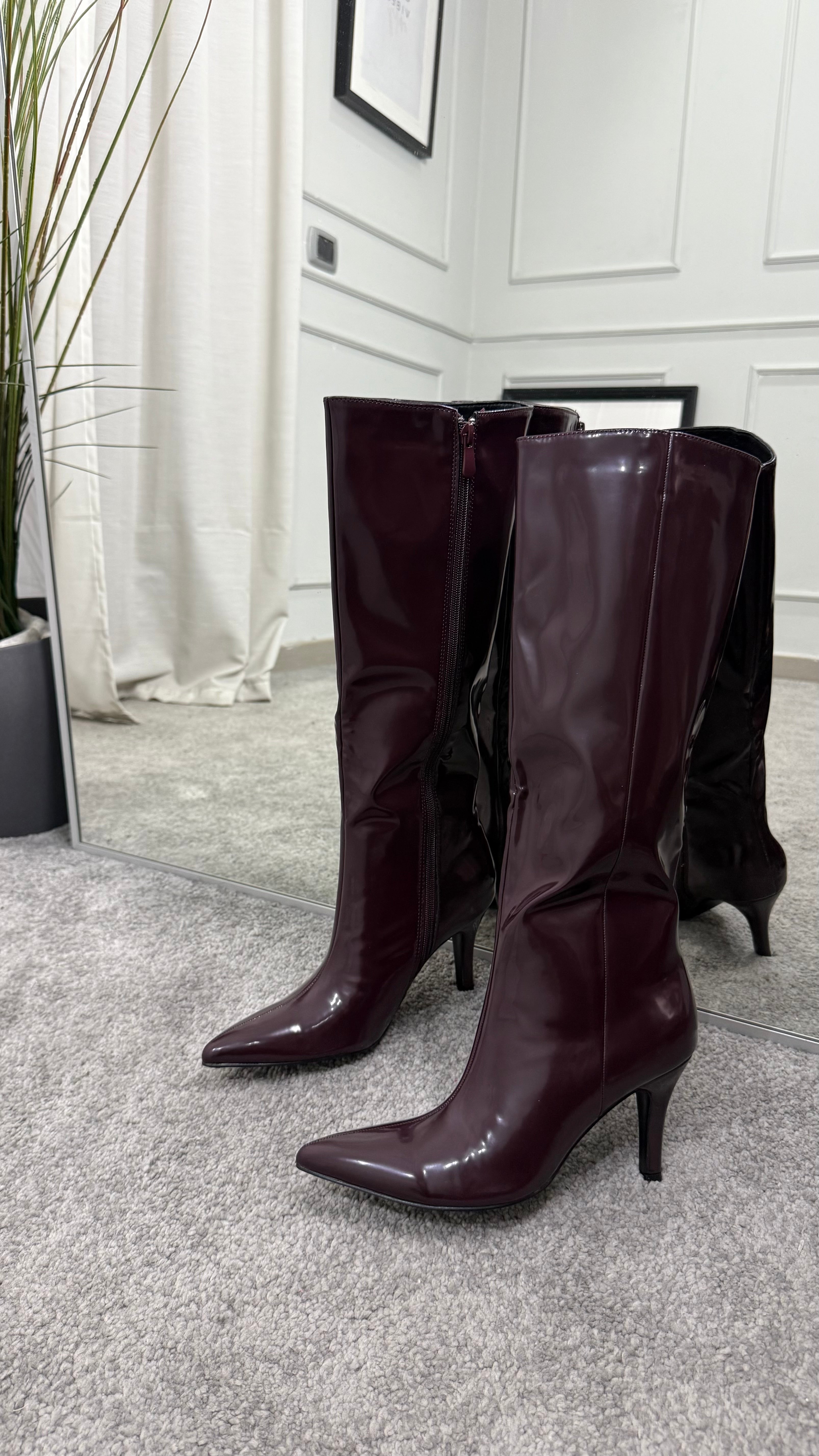 Stivale vinile bordeaux