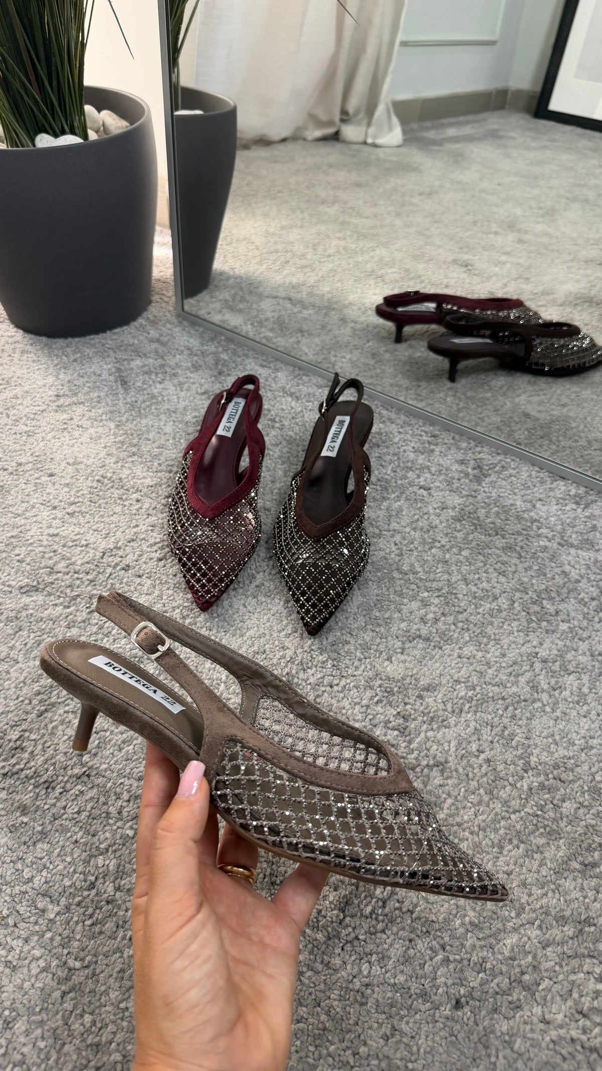 Slingback rete brillantinata