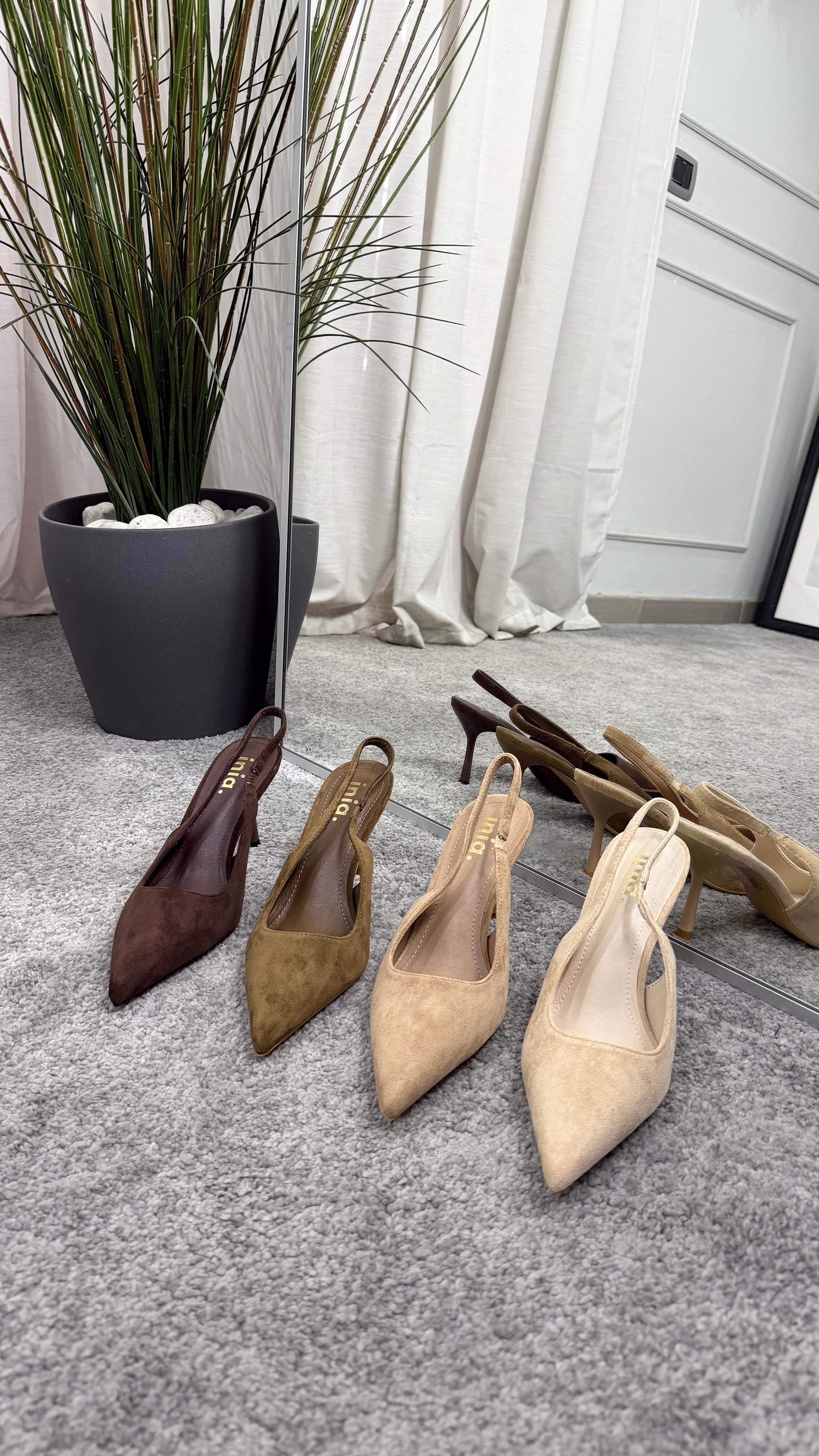 Slingback scamosciata 8cm