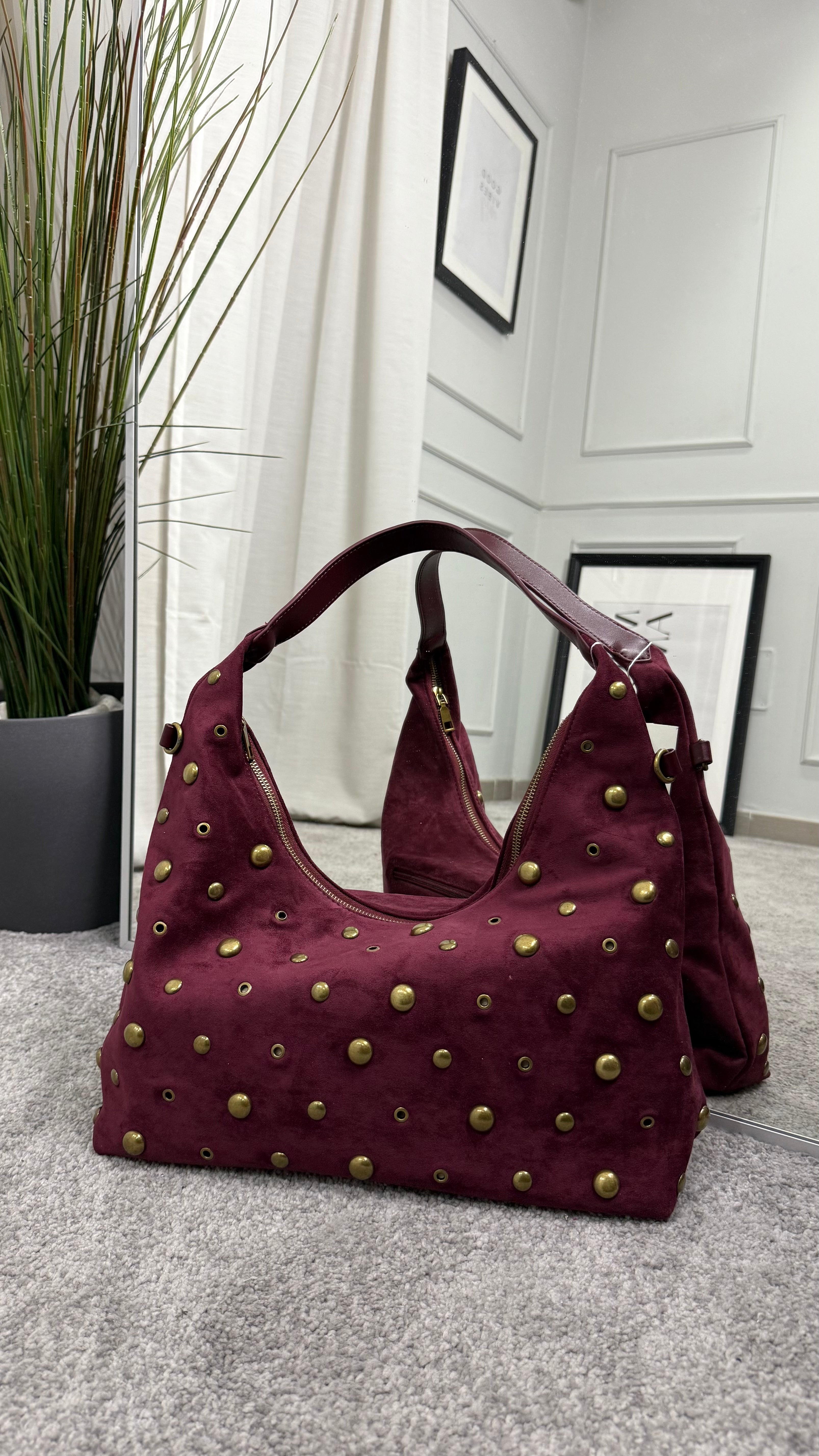 Bag scamosciata borchie