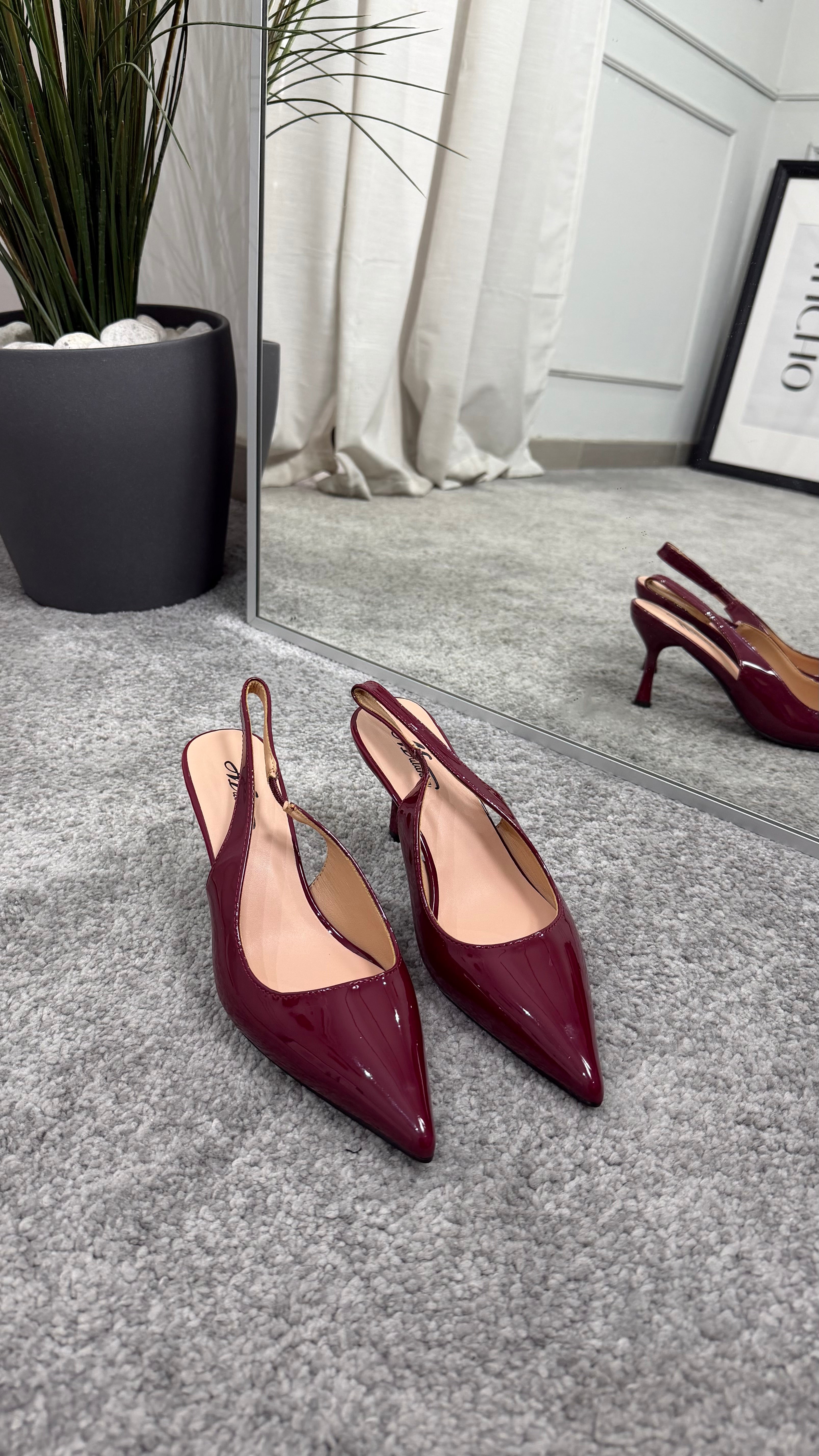 Slingback vernice bordeaux