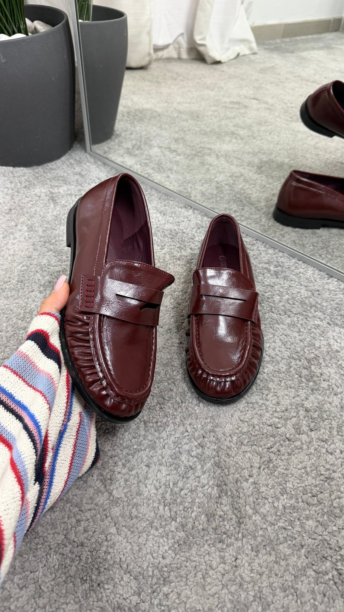 Mocassino bordeaux arricciato