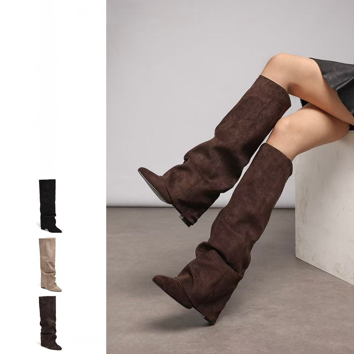 Stivale tubolare scamosciato