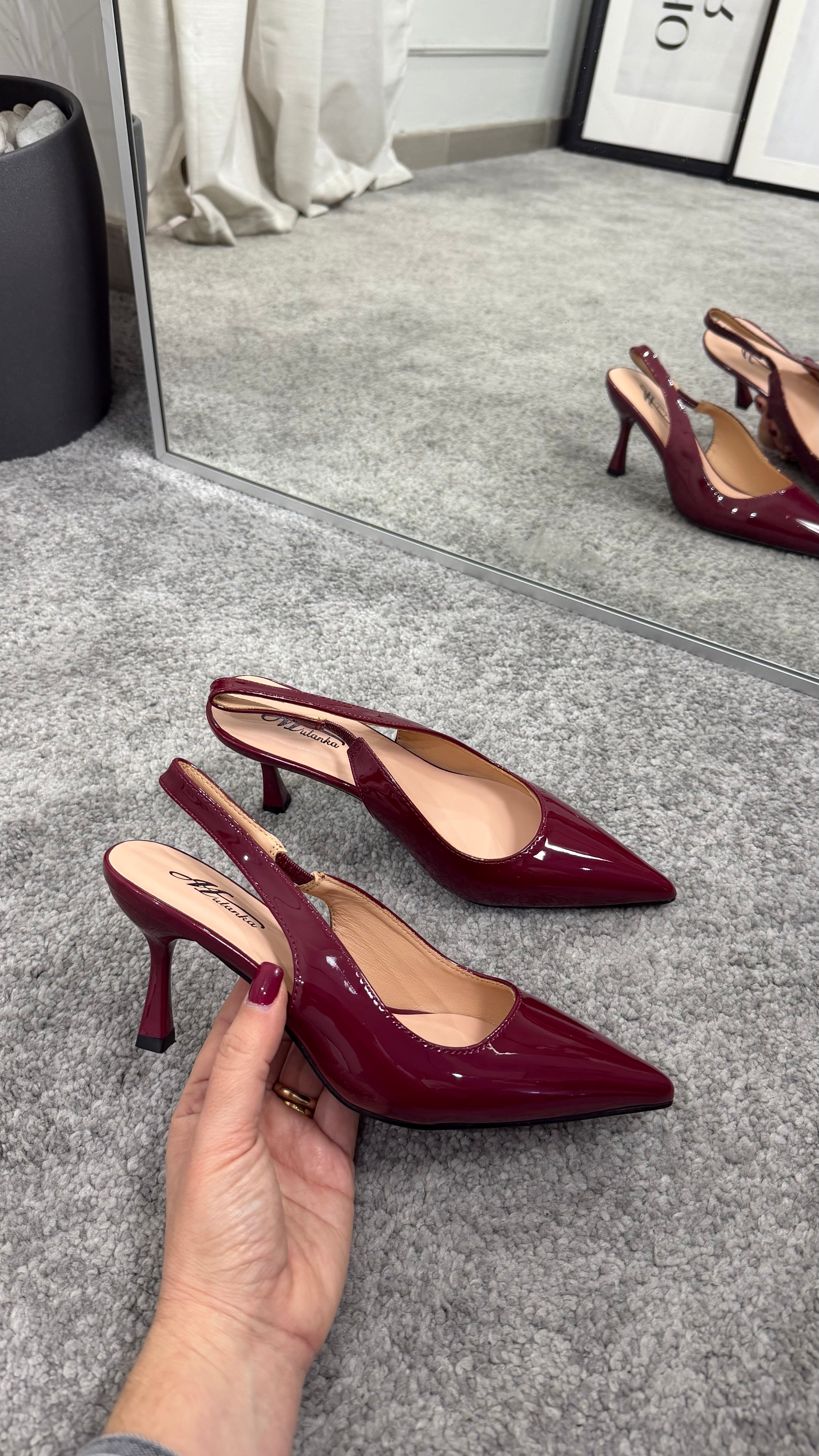 Slingback vernice bordeaux