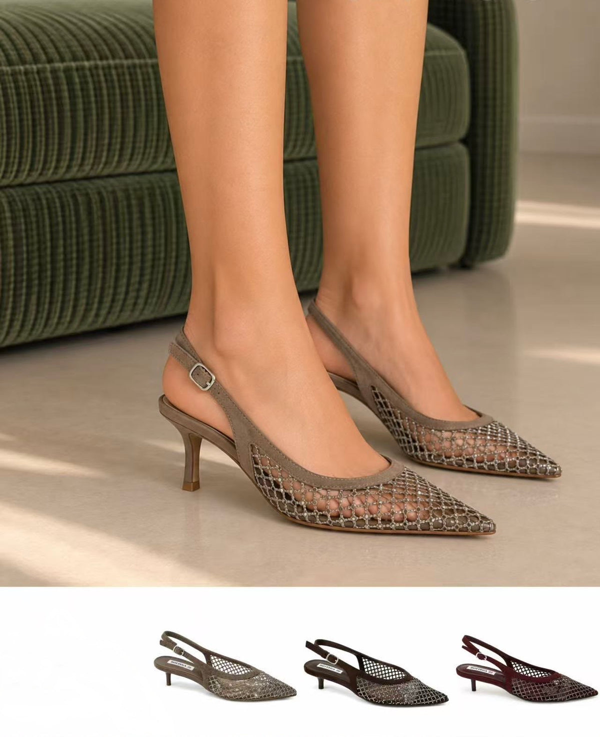 Slingback rete brillantinata