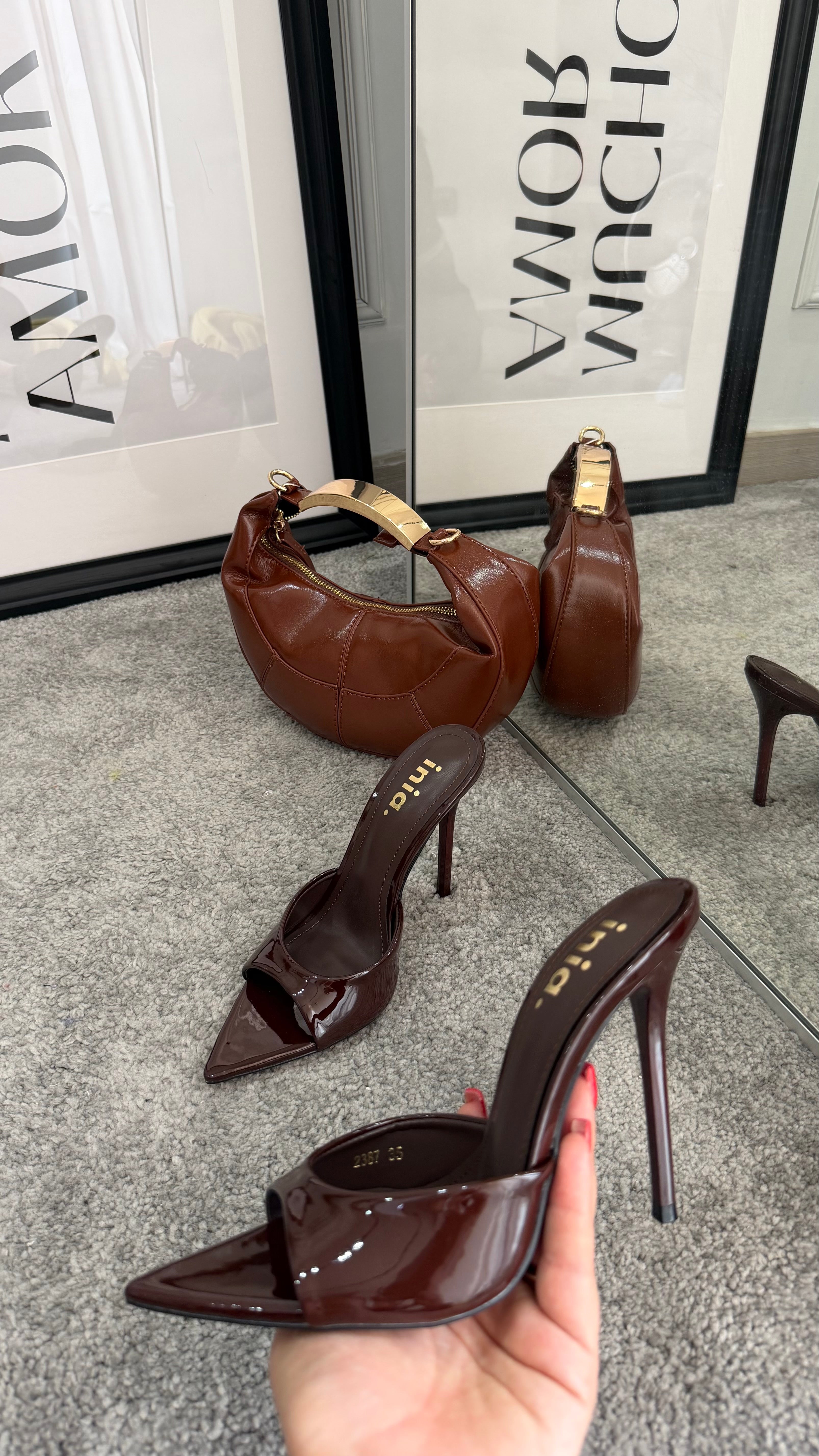 Mules 12cm brown