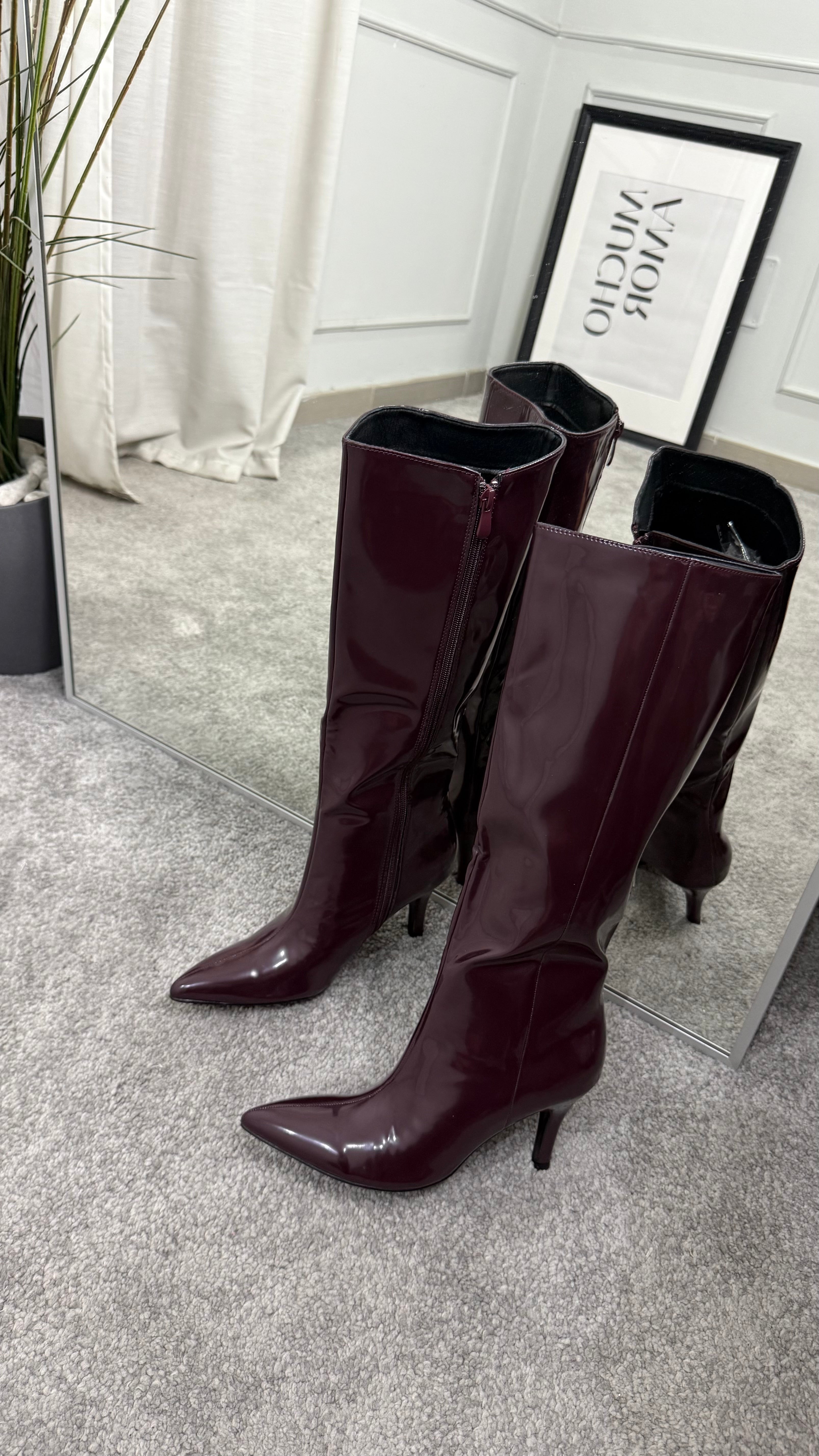 Stivale vinile bordeaux