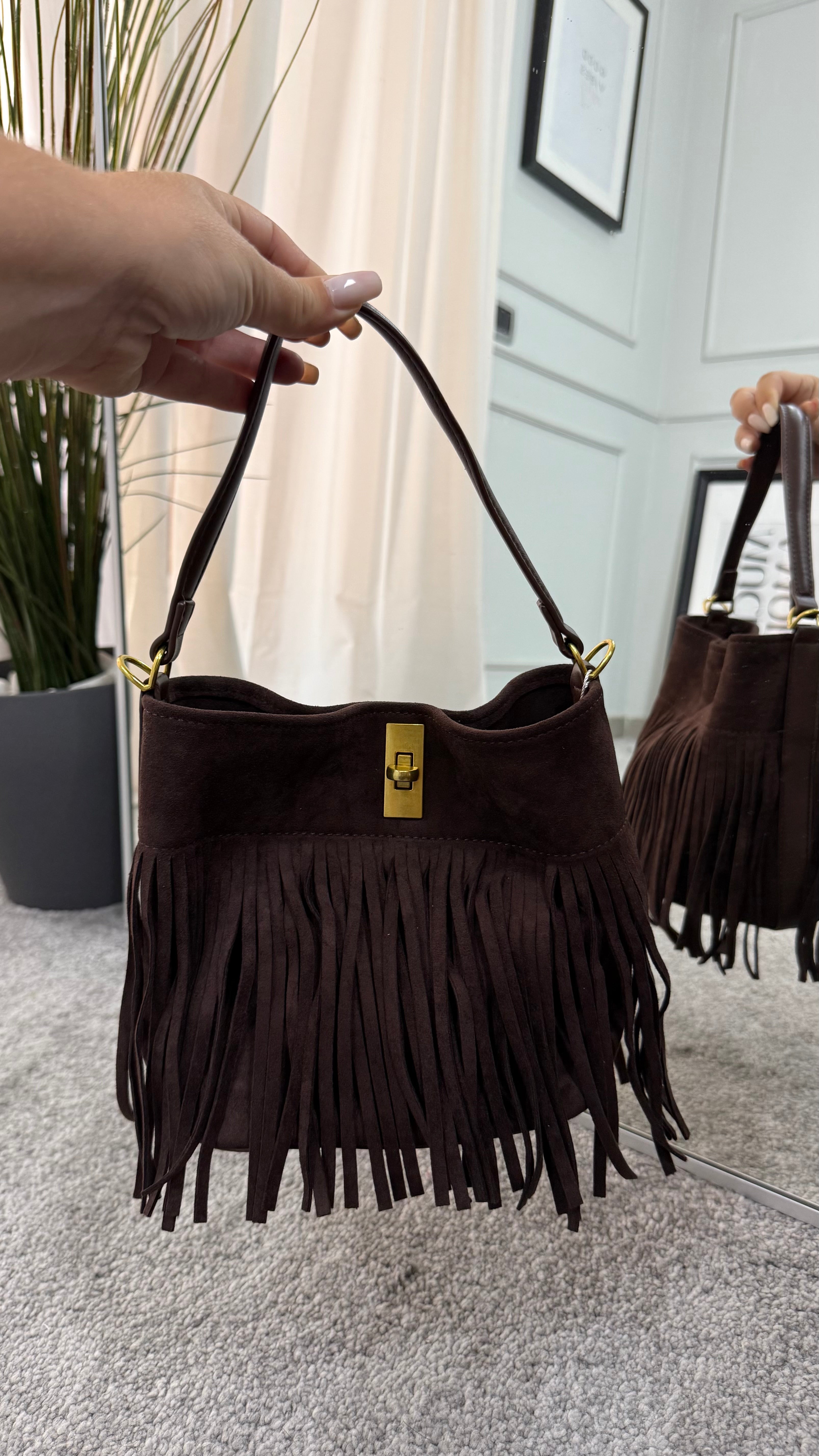 Bag scamosciata frange