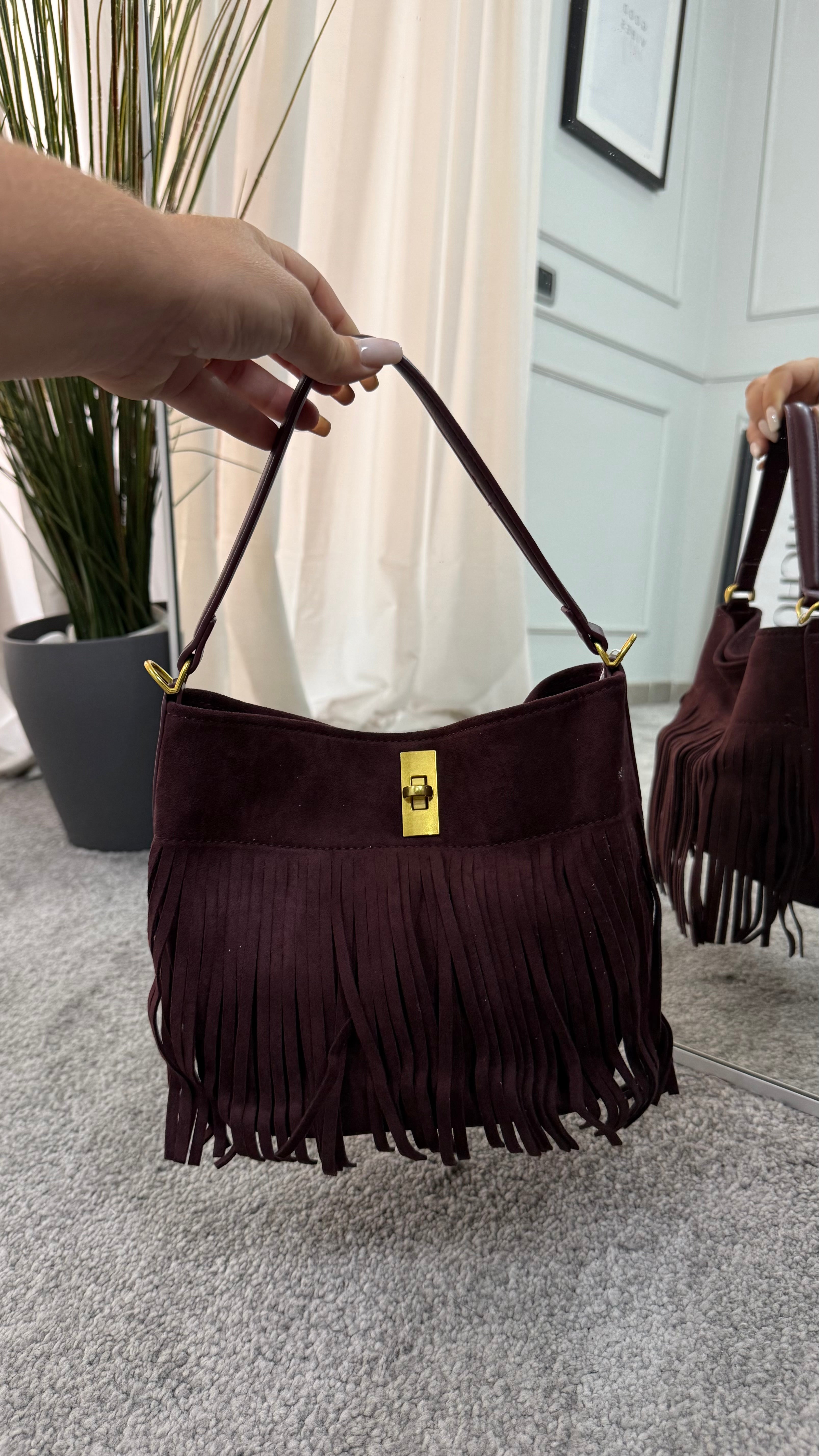 Bag scamosciata frange