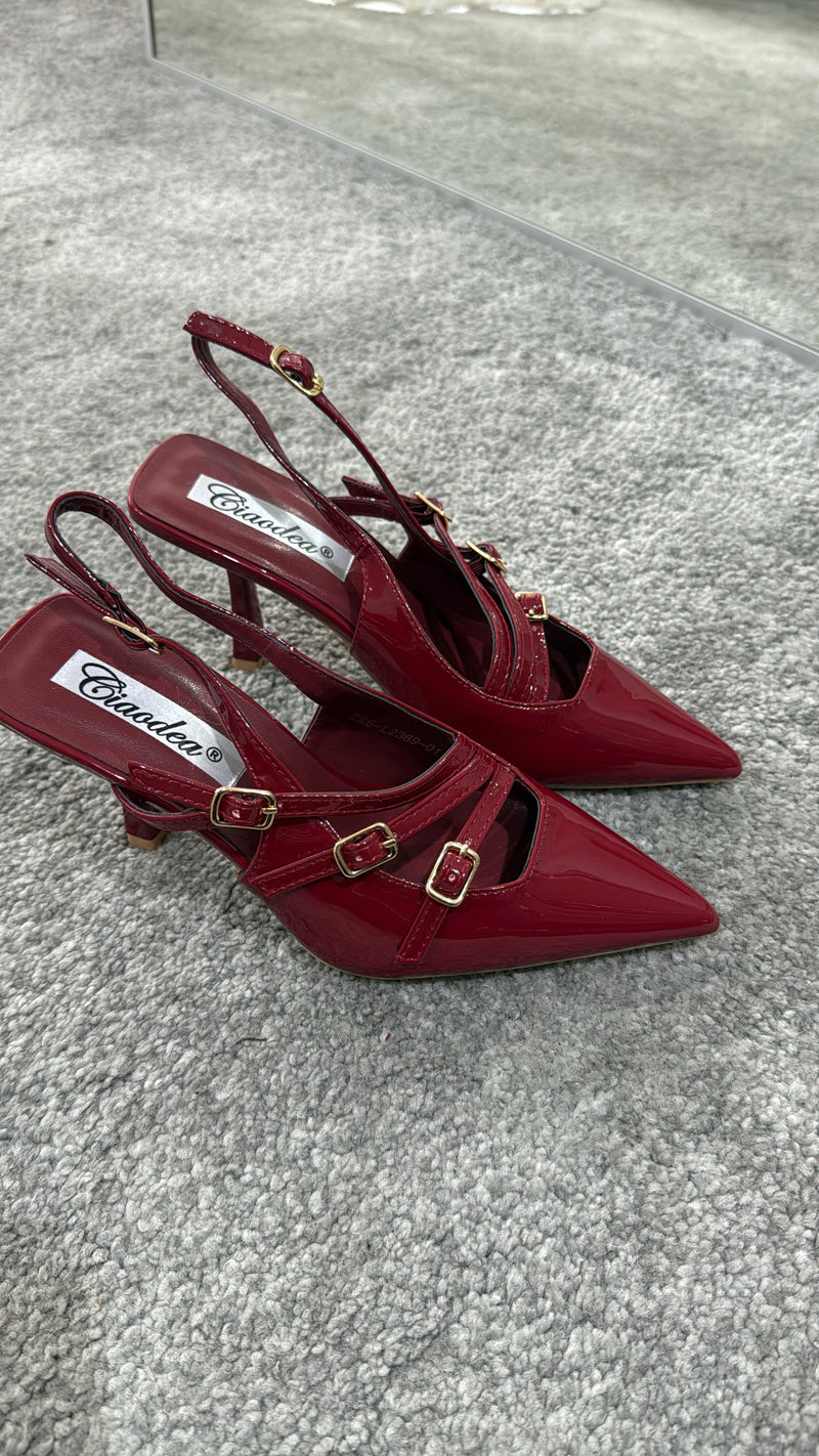 Slingback bordeaux fibbie