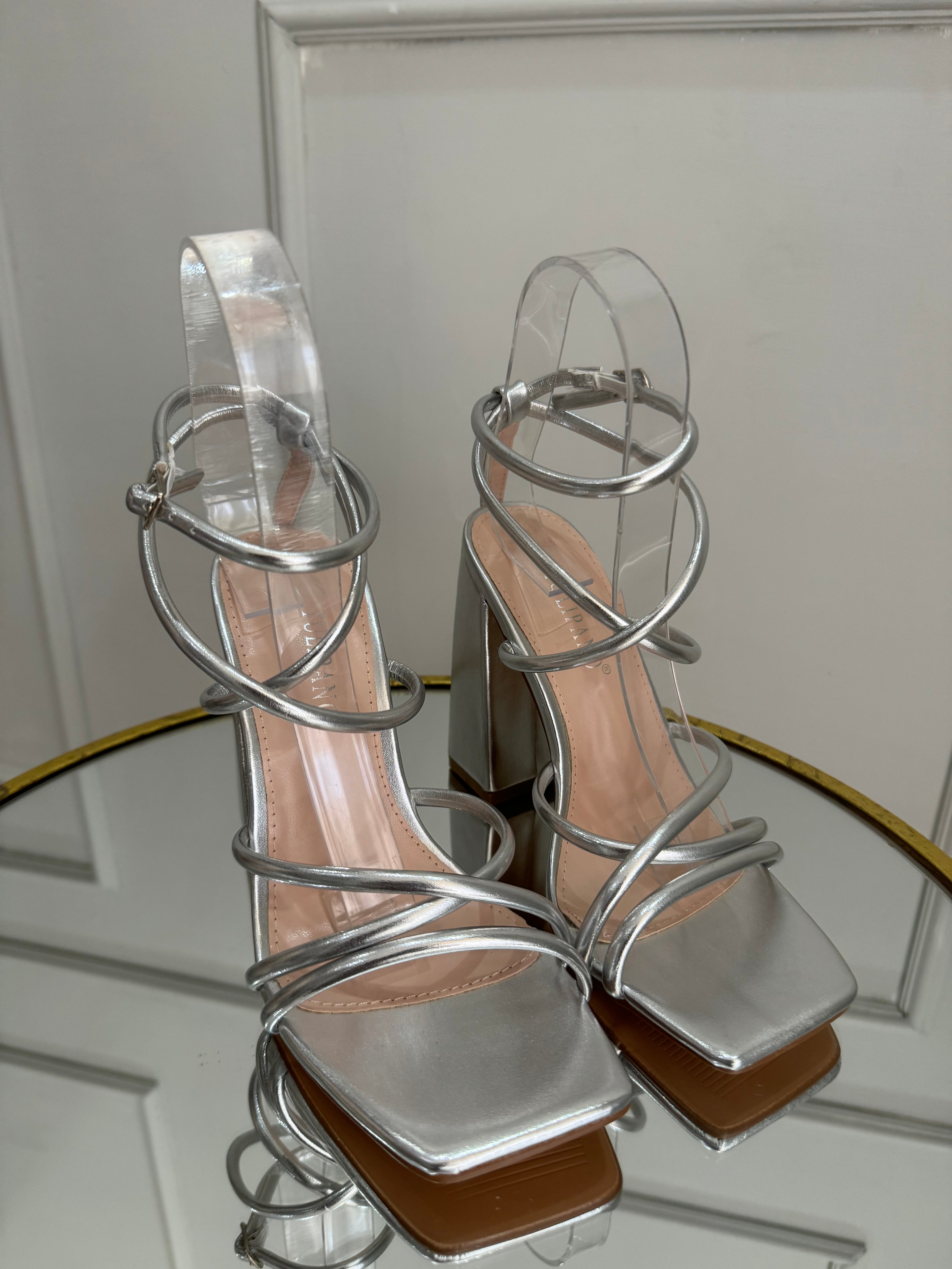Sandalo tacco largo SILVER by Giel Store