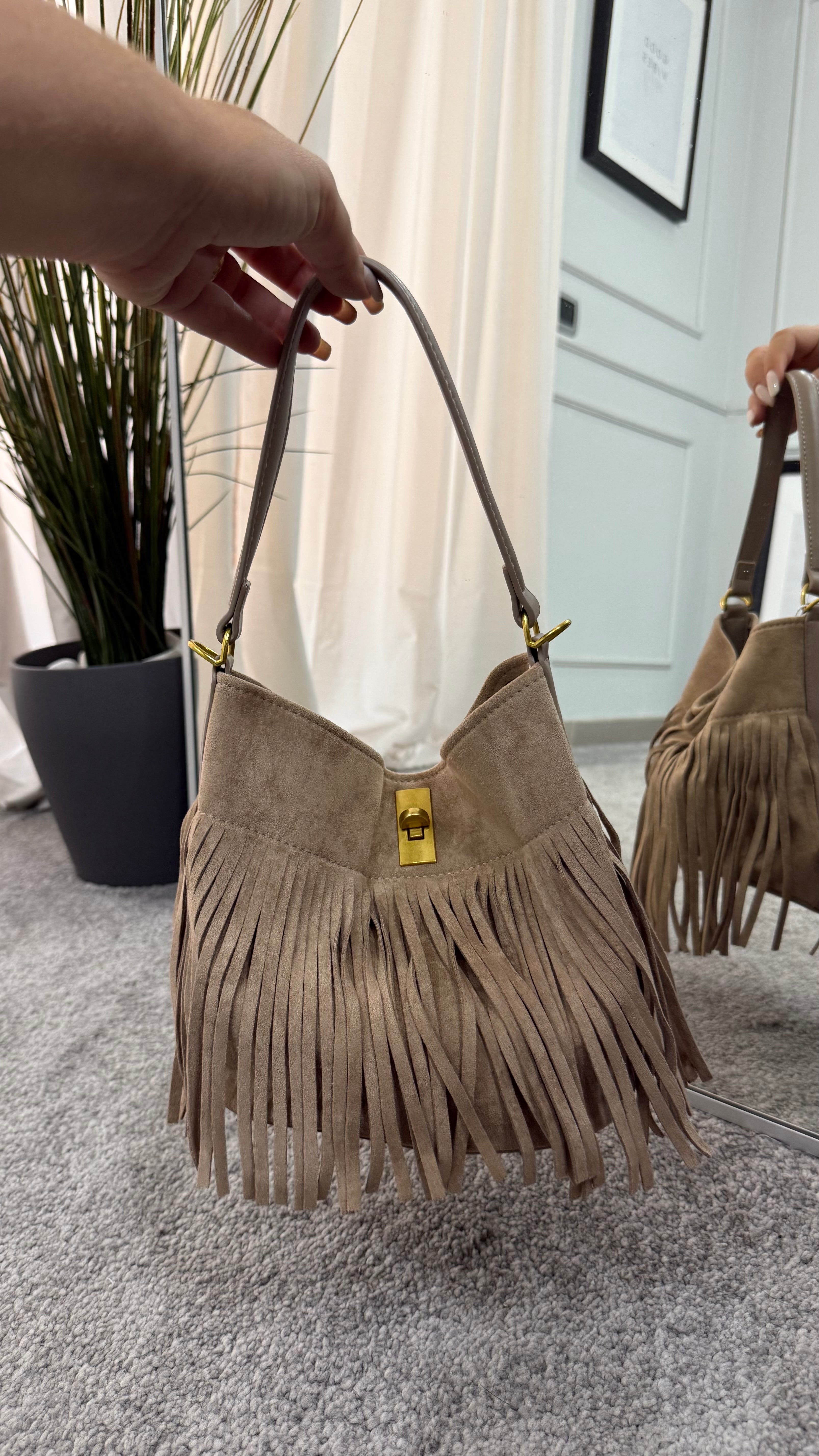 Bag scamosciata frange