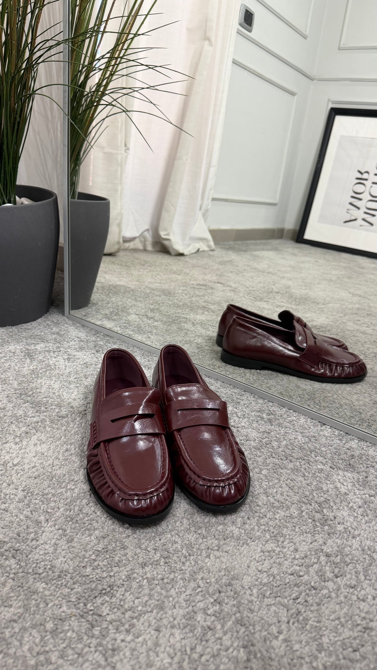 Mocassino bordeaux arricciato